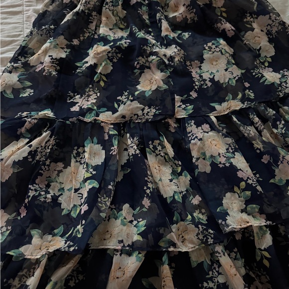 Lulus Cultivate Crushes Navy Floral Print Tiered Ruffled Midi Dress - Picture 8 of 10
